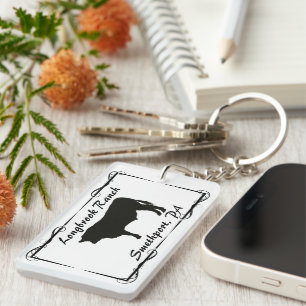 Farm Ranch or Stable Name Bull Cow Steer Keychain