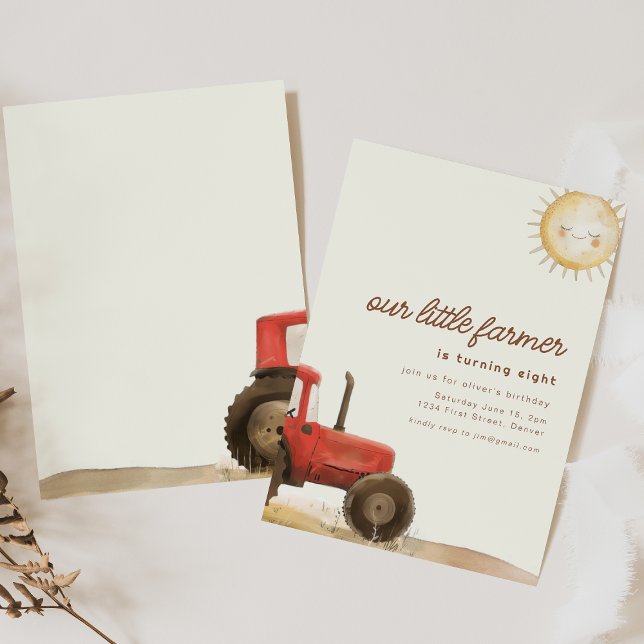 Farm Ranch Themed Birthday Invite with Tractor (Creator Uploaded)
