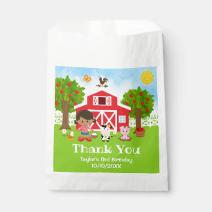 Farm Red Birthday African American Girl Thank You Favour Bag