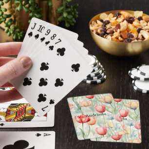 Farm Red Yellow Tulip Flowers  Playing Cards