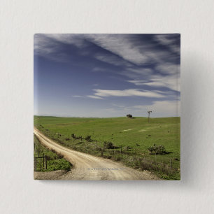 Farm road twining between wheat fields, Caledon, 2 Inch Square Button