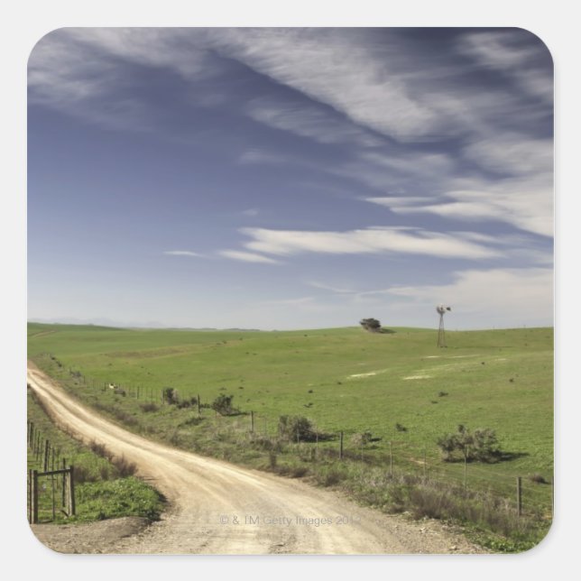 Farm road twining between wheat fields, Caledon, Square Sticker (Front)