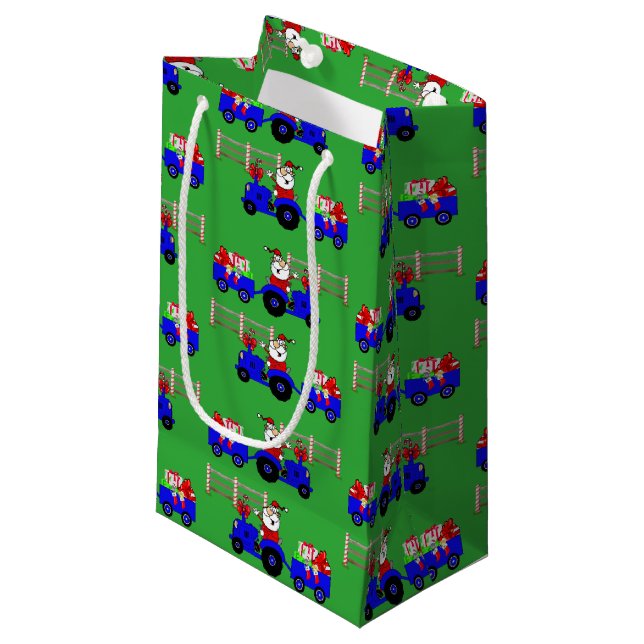 Farm Santa On Tractor With Gifts Gift Bag (Front Angled)