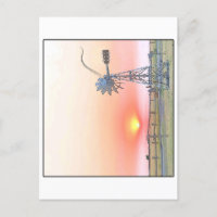 Farm Scene at Sunset with Rustic Windmill 