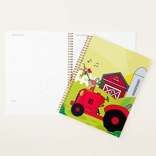Farm Scene with Singing Rooster on Tractor  Planner (Creator Uploaded)