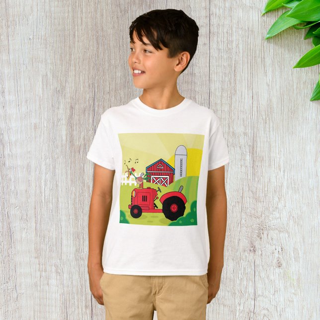 Farm Scene with Singing Rooster on Tractor  T-Shirt (Creator Uploaded)