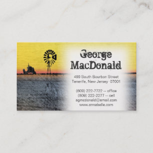 Farm Scene with Tractor & Windmill Business Card