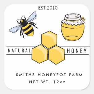 Farm shop honey jar label small business