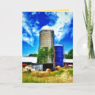 Farm silos & hay bales in Davisburg, MI Card
