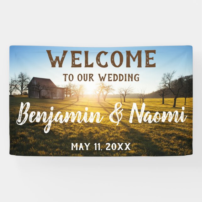 Farm Sunset Wedding Welcome Banner (Horizontal)