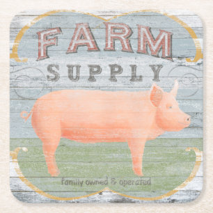 Farm Supply Square Paper Coaster