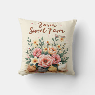 Farm Sweet Farm Cottagecore Throw Pillow