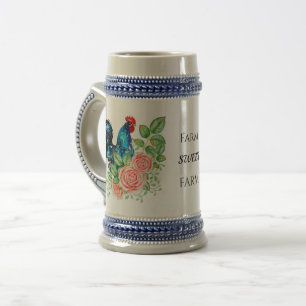 Farm Sweet Farm Floral Rooster Beer Stein