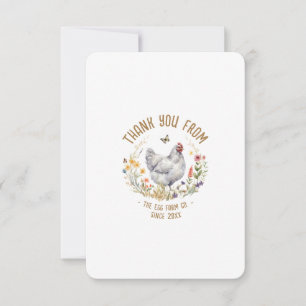 Farm Thank You Card Personalized Watercolor Hen
