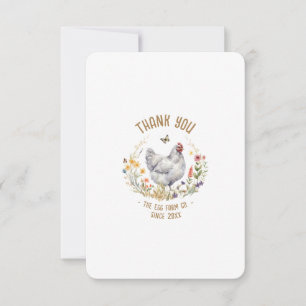 Farm Thank You Card Personalized Watercolor Hen