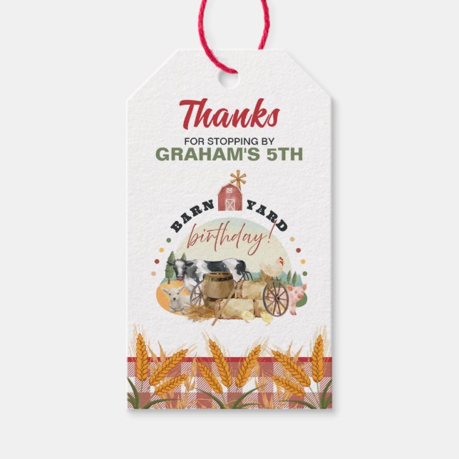 Farm Theme Birthday Favour Tags (Front)
