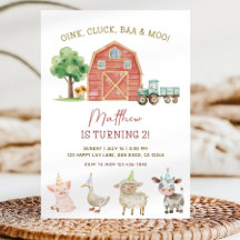 Farm Theme Birthday Invitation, Editable Boy