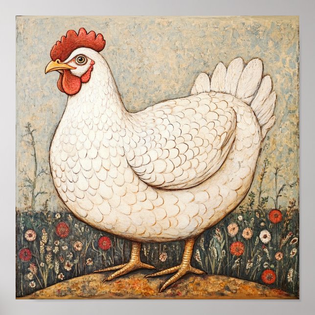 Farm Theme Kitchen Wall Art Hen Art Print (Front)