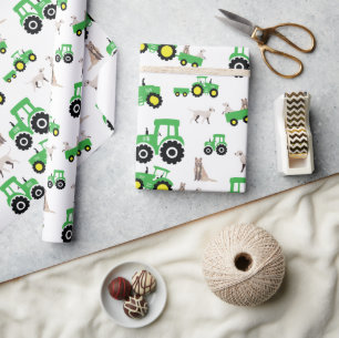 Farm Theme Tractor Gift Wrapping Paper