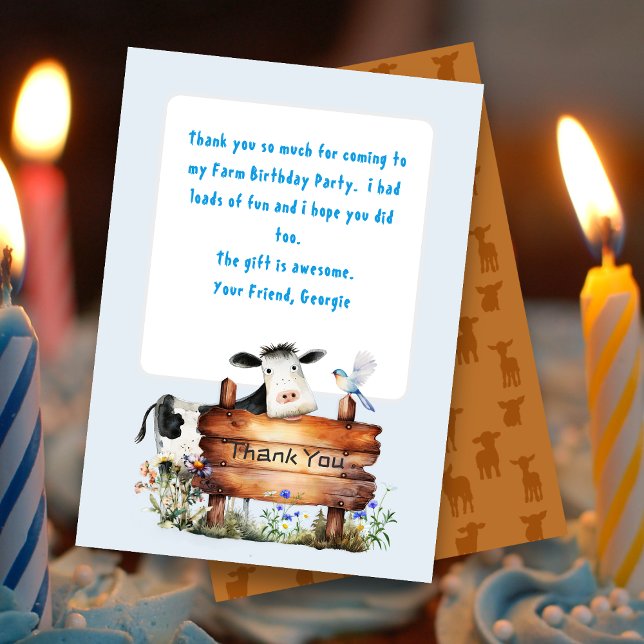 Farm Themed Birthday Thank You message cards (Creator Uploaded)