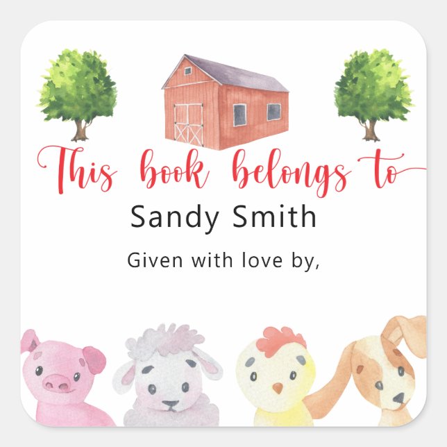 Farm - this book belongs to square sticker (Front)