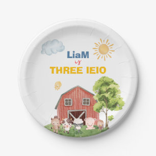 Farm Three I-E-I-O 3rd Birthday  Paper Plate