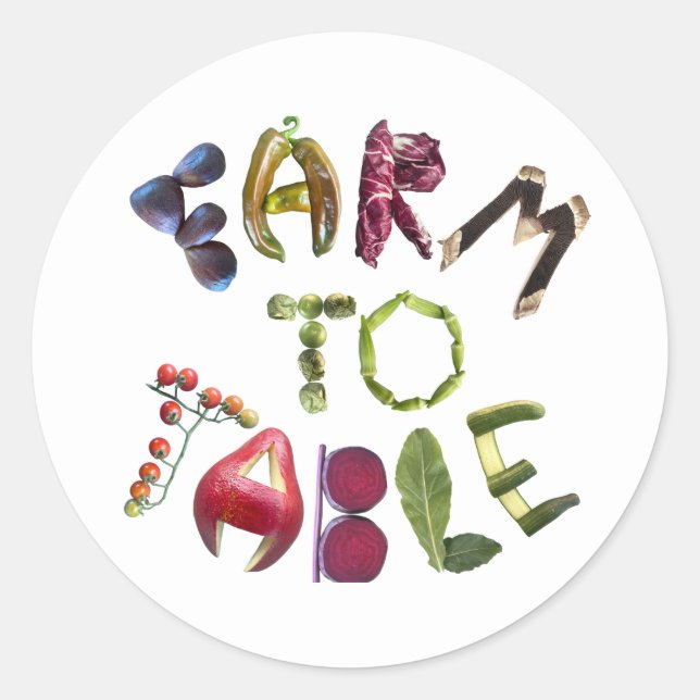 Farm to Table Cute fruit and veggie theme  Classic Round Sticker (Front)