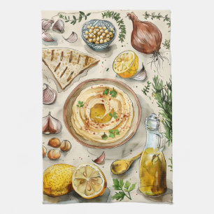Farm to Table Hummus Recipe: Arabic Organic Food  Kitchen Towel