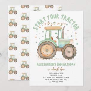 Farm Tractor 2ND Birthday Invitation