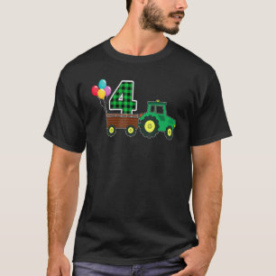 Farm Tractor 4th Birthday 4 Year Old Birthday Part T-Shirt