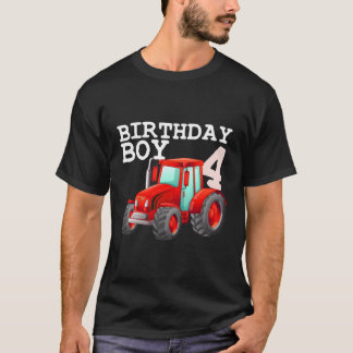 Farm Tractor 4Th Birthday Party Four 4 Year Old Fa T-Shirt
