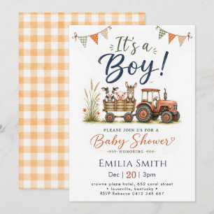 Farm Tractor Baby Shower Invitation