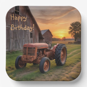 Farm Tractor Birthday  Paper Plate