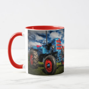 Farm Tractor Blue Red Farmer Rancher Gift Mug