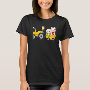 Farm Tractor Cow Sheep Chick Christmas Xmas Family T-Shirt