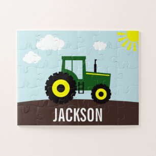 Farm Tractor Green and Yellow Jigsaw Puzzle