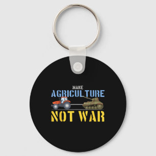 Farm Tractor Pulls Tank Make Agriculture Not War Keychain