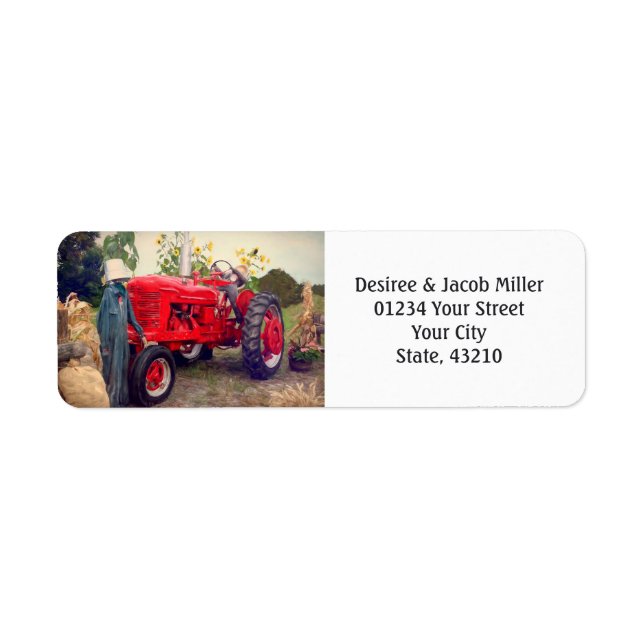 Farm Tractor Red Rustic Country We've Moved Moving (Front)