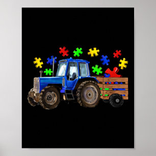 Farm Tractor Truck Puzzle Autism Awareness Day 202 Poster