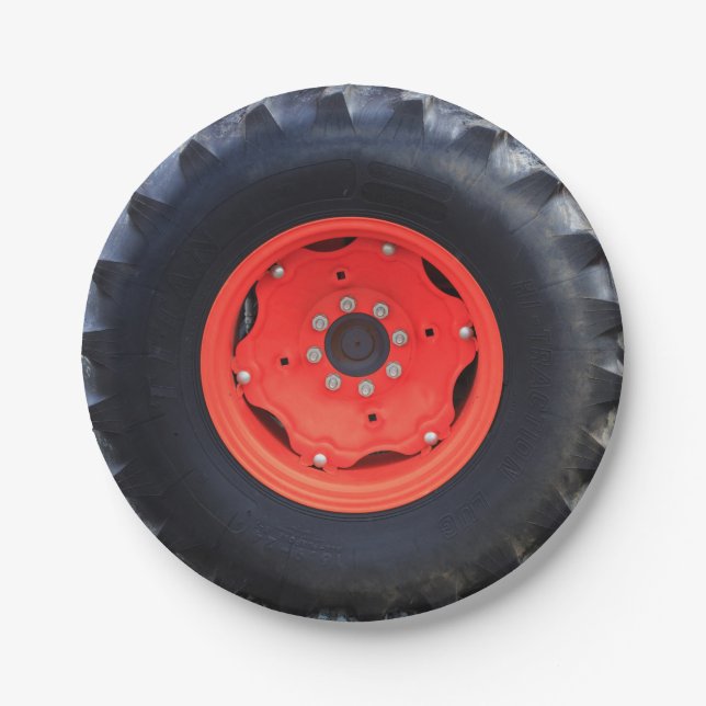 Farm Tractor Wheel Paper Plate (Front)
