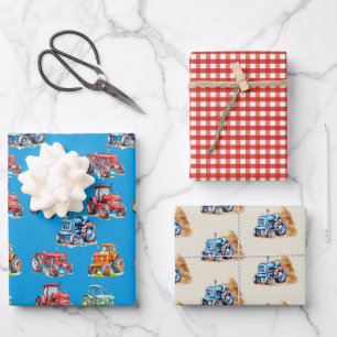 Farm Tractors Birthday Party Wrapping Paper Sheet