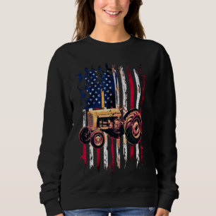 Farm Tractors USA Flag Patriotic Farming American  Sweatshirt