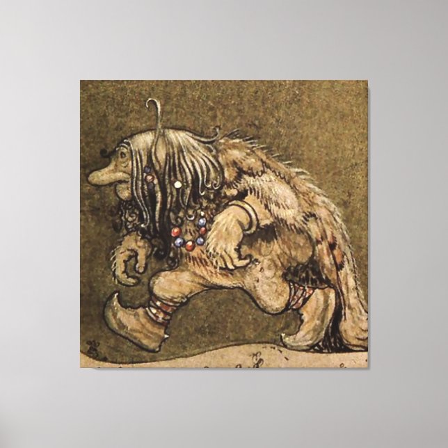 "Farm Troll" by Swedish artist John Bauer Canvas Print (Front)