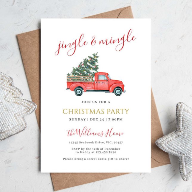 Farm Truck & Christmas Tree Jingle & Mingle Party Invitation (Creator Uploaded)