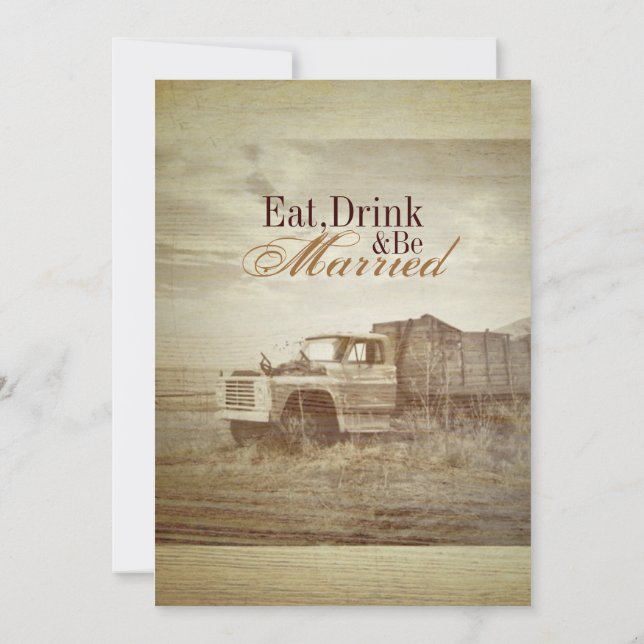 Farm Truck Western Wedding Rehearsal Dinner Invitation (Back)