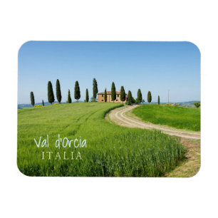 Farm villa with cypress trees in Tuscany Magnet