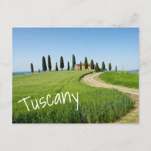 Farm villa with cypress trees in Tuscany Postcard