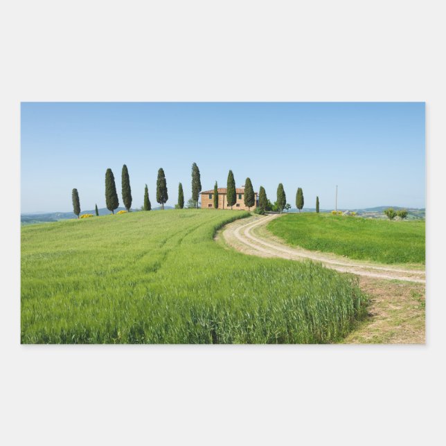 Farm villa with cypress trees in Tuscany Sticker (Front)