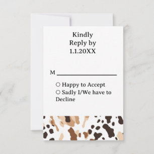 Farm wedding Cowhide Print RSVP Card