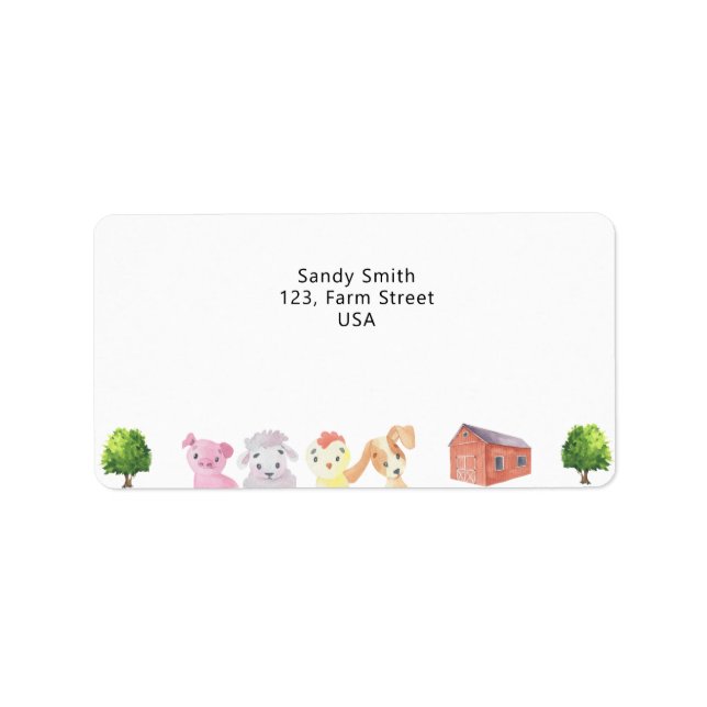 Farm with animals - Return Address Label (Front)